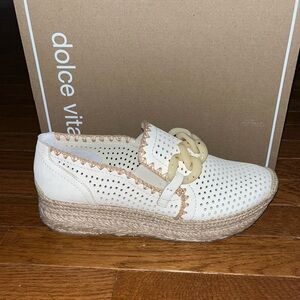Dolce Vita Jhenee Espadrilles Platform Sneakers Ivory Leather Women’s 10